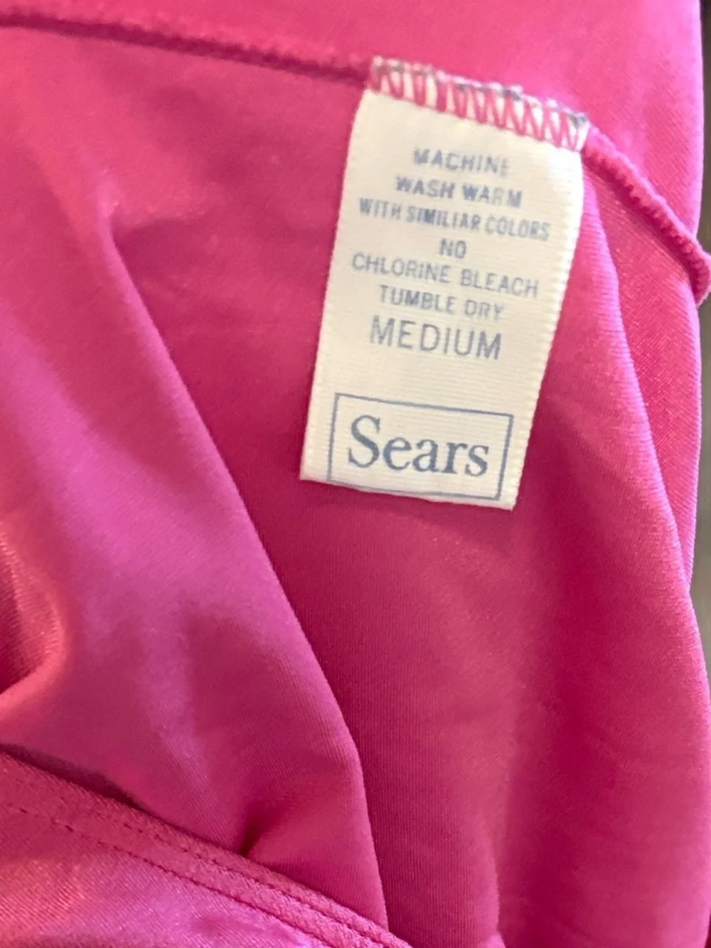 Vintage 1980s Sears Bright Hot Pink Neon Women’s Short Sleeve Scoopneck Bodysuit